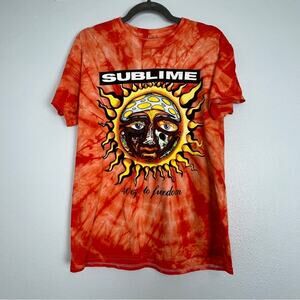 Sublime | Orange Tye Die Graphic T Shirt Sun 40oz of Freedom Band Cotton M